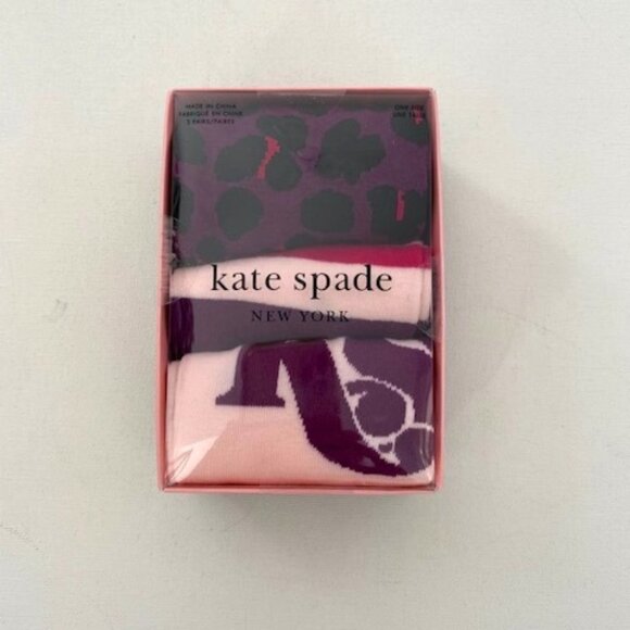 Kate Spade New York Cheetah Stripes Set of 3 Crew Socks